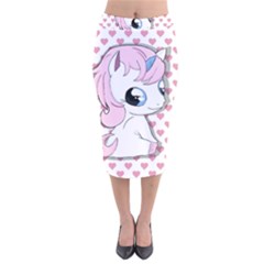 Baby Unicorn Velvet Midi Pencil Skirt by Valentinaart