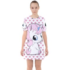 Baby Unicorn Sixties Short Sleeve Mini Dress by Valentinaart