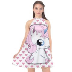 Baby Unicorn Halter Neckline Chiffon Dress  by Valentinaart