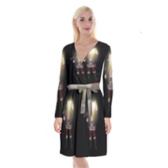 Santa Killer Long Sleeve Velvet Front Wrap Dress by Valentinaart