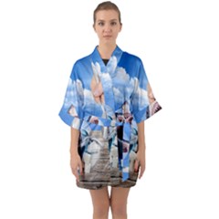 Cup Of Tea Quarter Sleeve Kimono Robe by Valentinaart