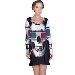 Cinema Skull Long Sleeve Nightdress by Valentinaart