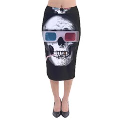 Cinema Skull Velvet Midi Pencil Skirt by Valentinaart