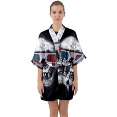 Cinema Skull Quarter Sleeve Kimono Robe by Valentinaart