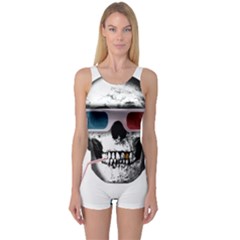 Cinema Skull One Piece Boyleg Swimsuit by Valentinaart