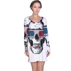 Cinema Skull Long Sleeve Nightdress by Valentinaart