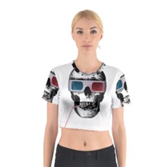 Cinema Skull Cotton Crop Top by Valentinaart