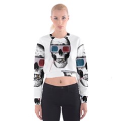 Cinema Skull Cropped Sweatshirt by Valentinaart