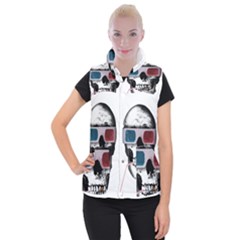 Cinema Skull Women s Button Up Puffer Vest by Valentinaart