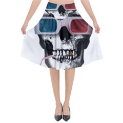 Cinema Skull Flared Midi Skirt by Valentinaart