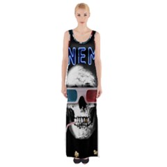 Cinema Skull Maxi Thigh Split Dress by Valentinaart