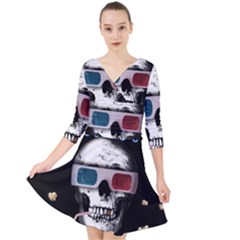 Cinema Skull Quarter Sleeve Front Wrap Dress	 by Valentinaart