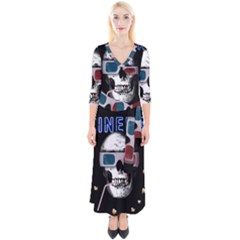 Cinema Skull Quarter Sleeve Wrap Maxi Dress