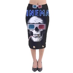 Cinema Skull Velvet Midi Pencil Skirt by Valentinaart