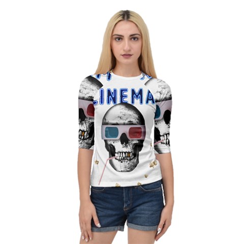 Cinema Skull Quarter Sleeve Raglan Tee by Valentinaart