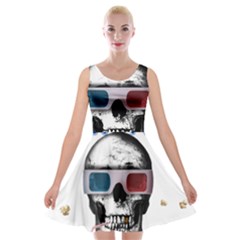 Cinema Skull Velvet Skater Dress by Valentinaart