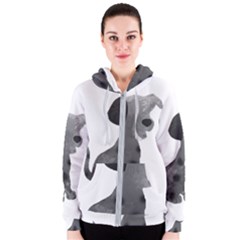 Dalmatian Inspired Silhouette Women s Zipper Hoodie by InspiredShadows