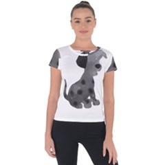 Dalmatian Inspired Silhouette Short Sleeve Sports Top  by InspiredShadows