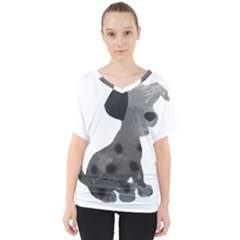 Dalmatian Inspired Silhouette V-neck Dolman Drape Top by InspiredShadows