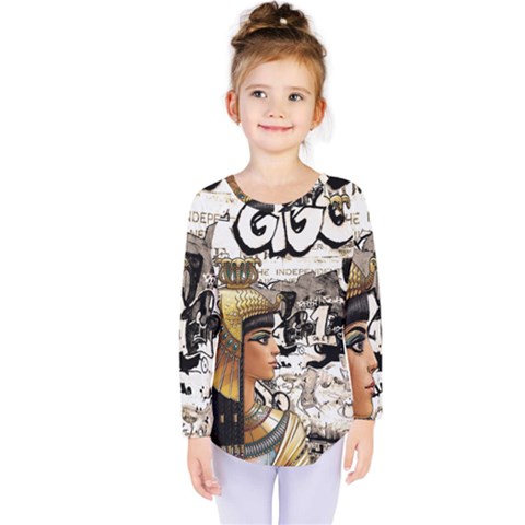 Cleopatra Kids  Long Sleeve Tee by Valentinaart