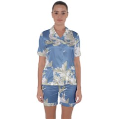 Nature Pattern Satin Short Sleeve Pyjamas Set