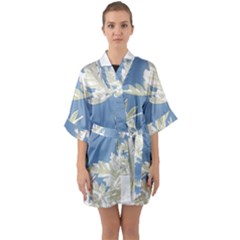 Nature Pattern Quarter Sleeve Kimono Robe