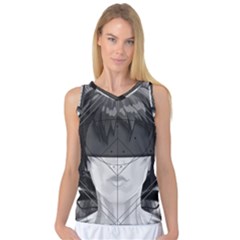 Beautiful Bnw Fractal Feathers For Major Motoko Women s Basketball Tank Top by jayaprime