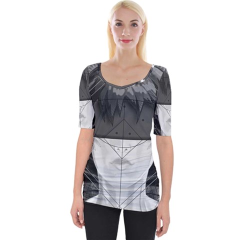 Beautiful Bnw Fractal Feathers For Major Motoko Wide Neckline Tee by jayaprime