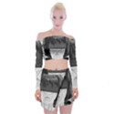 Beautiful BnW Fractal Feathers for Major Motoko Off Shoulder Top with Mini Skirt Set View1