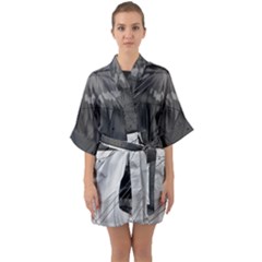 Beautiful Bnw Fractal Feathers For Major Motoko Quarter Sleeve Kimono Robe by jayaprime