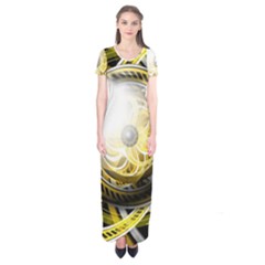 Incredible Eye Of A Yellow Construction Robot Short Sleeve Maxi Dress by jayaprime