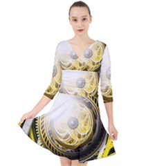 Incredible Eye Of A Yellow Construction Robot Quarter Sleeve Front Wrap Dress	 by jayaprime