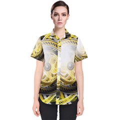 Incredible Eye Of A Yellow Construction Robot Women s Short Sleeve Shirt