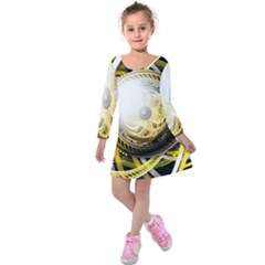 Incredible Eye Of A Yellow Construction Robot Kids  Long Sleeve Velvet Dress by jayaprime