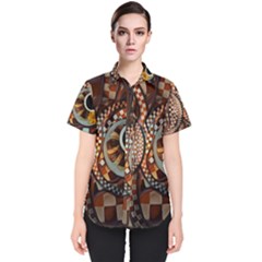 Midnight Never Ends, A Red Checkered Diner Fractal Women s Short Sleeve Shirt