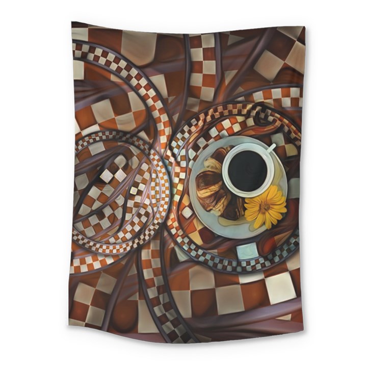 Midnight Never Ends, a Red Checkered Diner Fractal Medium Tapestry