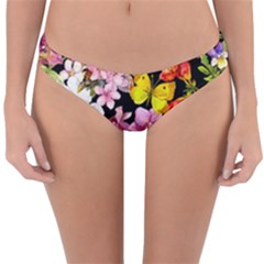 Beautiful,floral,hand Painted, Flowers,black,background,modern,trendy,girly,retro Reversible Hipster Bikini Bottoms by NouveauDesign