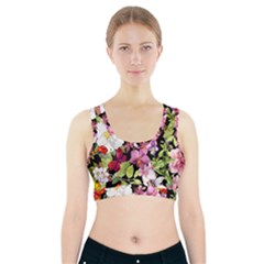 Beautiful,floral,hand Painted, Flowers,black,background,modern,trendy,girly,retro Sports Bra With Pocket by NouveauDesign