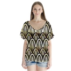 Art Deco V-neck Flutter Sleeve Top by NouveauDesign