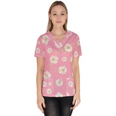 Pink Flowers Scrub Top