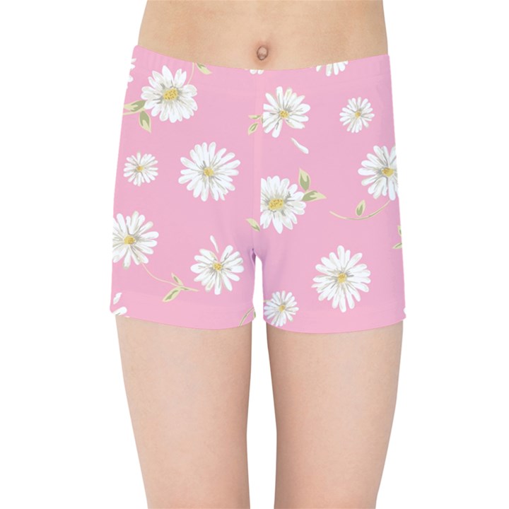 pink flowers Kids Sports Shorts