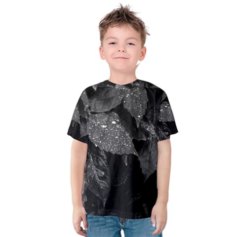 Black And White Leaves Photo Kids  Cotton Tee by dflcprintsclothing