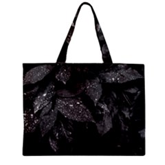 Black and White Leaves Photo Zipper Mini Tote Bag