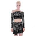 Black and White Leaves Photo Off Shoulder Top with Mini Skirt Set View1