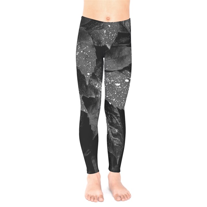 Black and White Leaves Photo Kids  Legging