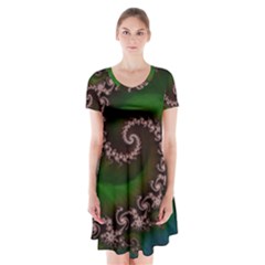 Benthic Saltlife Fractal Tribute For Reef Divers Short Sleeve V-neck Flare Dress by jayaprime