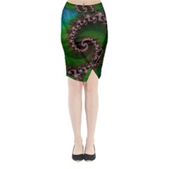 Benthic Saltlife Fractal Tribute For Reef Divers Midi Wrap Pencil Skirt by jayaprime