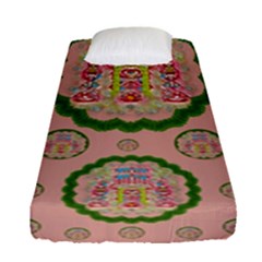 Sankta Lucia With Friends Light And Floral Santa Skulls Fitted Sheet (single Size) by pepitasart