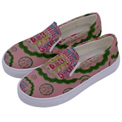 Sankta Lucia With Friends Light And Floral Santa Skulls Kids  Canvas Slip Ons by pepitasart