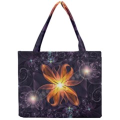 Beautiful Orange Star Lily Fractal Flower At Night Mini Tote Bag by jayaprime